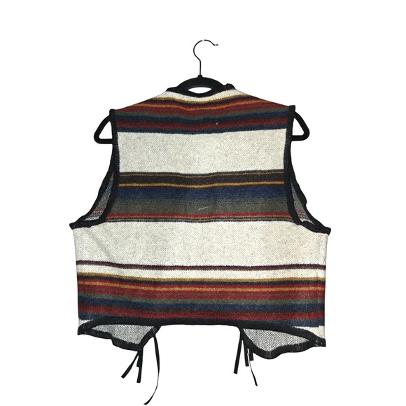 Woolrich Wool Striped Blanket Vest Concho Fringe M Ranch Wear EUC Vintage - Picture 3 of 10